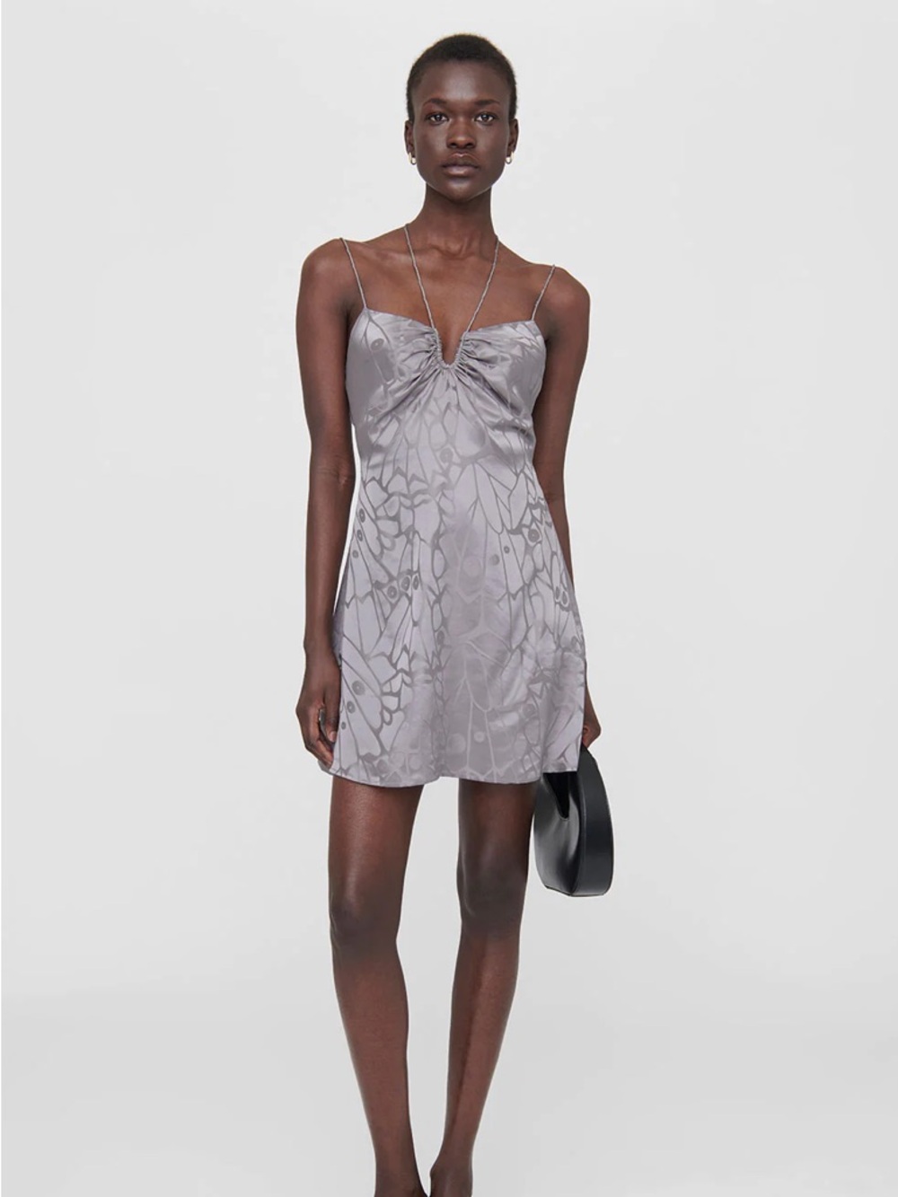 Anine Bing - Papillon Dress in Ash Violet Butterfly Jacquard size small NWT
